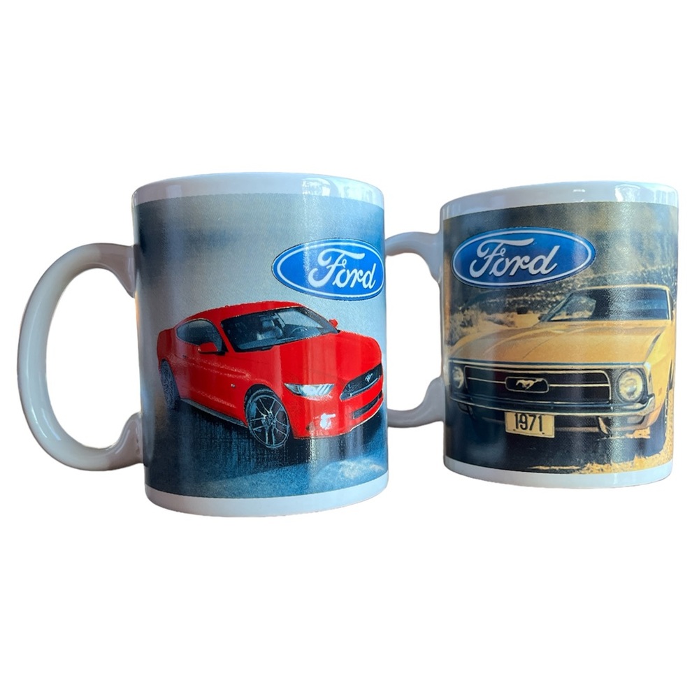 Ford mustang vtg promo mugs officially licensed  10oz set of 2 (will split up)